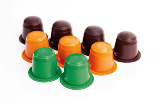 Coffee capsules made of AF-COLOR’S bio masterbatches based on Clariant’s new biodegradable pigments range.