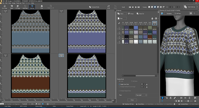 Shima Seiki’s new SDS-ONE APEX design software now features the 4,320 color references of Archroma’s Color Atlas library. (Photo: Shima Seiki)