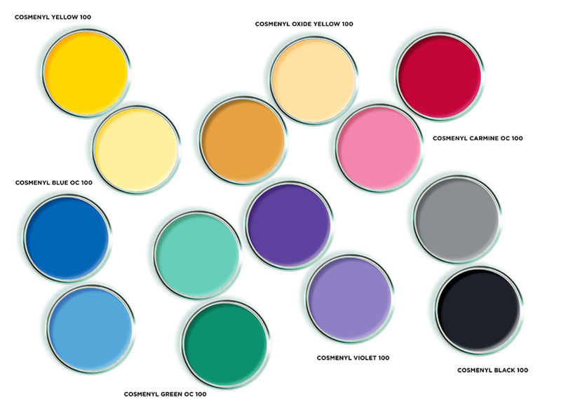 Clariant’s full range of Cosmenyl 100 pigment dispersions with new state-of-the-art preservative system.